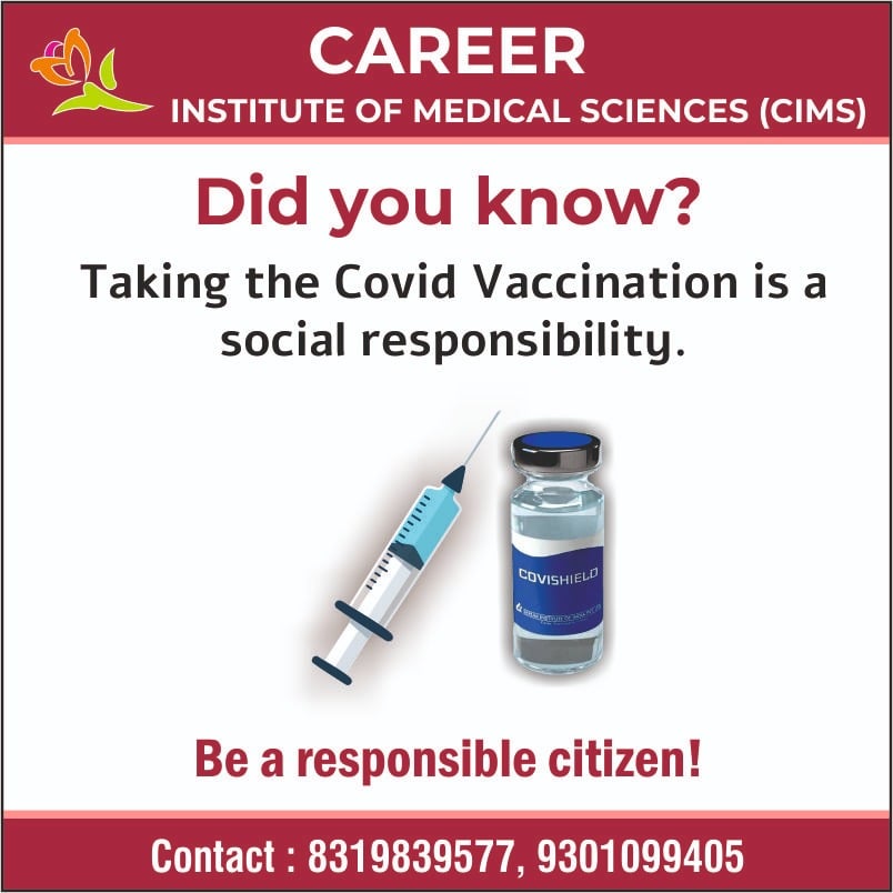 Career Hospital urges you all to take the vaccination not only for personal safety, but also for the safety of people around you. Let us stand up against this virus together and fight like a responsible army